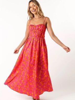 Runaway The Label x Petal & Pup Pink and Orange Floral Maxi Dress
